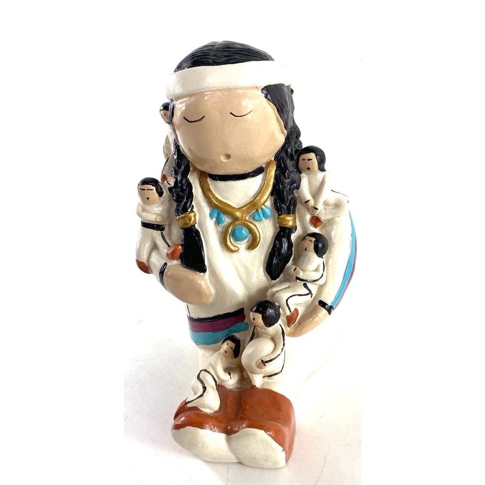 Native American Storyteller Pottery Woman 5 Children Southwestern Signed